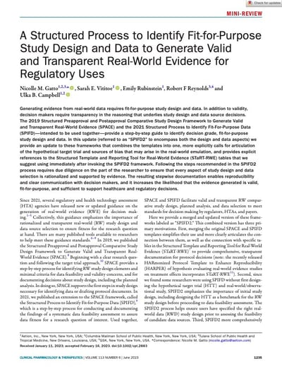 Clin Pharma and Therapeutics - 2023 - Gatto - A Structured Process to Identify Fit‐for‐Purpose Study Design and Data to Clin Pharma and Therapeutics - 2023 - Gatto - A Structured Process to Identify Fit‐for‐Purpose Study Design and Data to